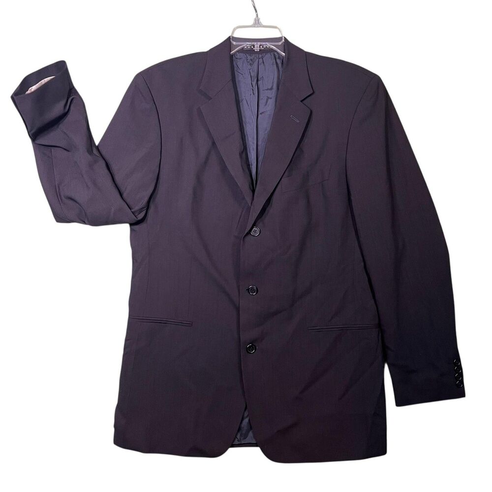 Hugo Boss Suit Jacket Blazer Mens 42L Blue Virgin Wool 3 Button USA Barneys